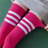 Women Socks Spring And Autumn Cotton Black White Blue Color Striped Over The Knee Stockings Tall Hold-Ups Cos Women's