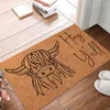 Carpets Tapis d'entrée Christmas Highland Cow Imprimé tapis de porte intérieure pour la cuisine à lancer de sol Decor de chambre à coucher