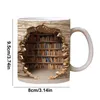 Kupalar 3D kitaplık kupa 350ml seramik kahve kütüphanesi raf fincan çok amaçlı süt çayı okurlar için Noel hediyesi