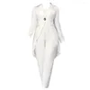 Women's Two Piece Pants Formal Coat Jumpsuit Set Elegant Irregular Hem Sleeveless For Ol Commute Long Sleeve Lady