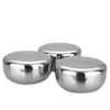 50pcs Stainless Steel Bowl Korean Big Cooked Rice Bowl With Cover 10cm 12cm Kimchee Thickening Baby Children Bowl Tableware288g