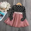 Meisjesjurken Polka-Dot Kids Princess-jurken voor meisjes lente herfst lange mouw kinderen bruiloft verjaardagsfeestje jurk 3-8 jaar babyvestidosl231222