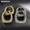 Stud Brand Embedding Full Zircon Geometric Image Pendant Earrings In Two Metallic Colors For Women's Party Jewelry Gift 231222