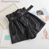 Shorts femminile da donna Chic Fashion Fanux Shorts Vintage High Waist Fe Shorts All-Match Color Solid Casual Pantsl231222