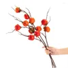 Party Decoration Artificial Persimmon Branches Fake Fruit Berries Branch Plants For Home Christmas Wedding Decorations