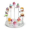 Plaques décoratives Multi-couches Round Cake Dessert Display Rack Bijoux Stand en anneau acrylique pour la fête d'anniversaire de mariage