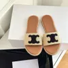 Topkwaliteit lympia glides dames raffia slipper triomphe verfraaide sandalen platte strandschoenen luxe ontwerper glijbanen vakantie wandelschoenen met doos