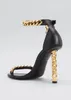 Sandals European en American Summer Metal Chain High Heel Fashion Show One Line Sexy Open Women's