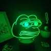 ナイトライトかわいい動物悲しいカエルペペは悪い男3d ledネオンランプrgb子供用のカラフルなギフトの子供用寝室のテーブル装飾287Sのためのカラフルなギフト