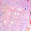 Pink Mermaid Scale Dreamy Round paljetter Glitter Trabbelduk Bakgrundsdukar Laser Iridescent Shiny Shooting Decor Tyg Party 231221