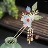 Hair Clips Ethnic U Shaped Chinese Stick Non-fading Glaze Flower Pearls Tassel Headdress For Cheongsam Han Clothes Dress