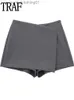 Signe Traf 2023 Shorts grigio Shorts High Waist Short Short Women Women Y2K Streetwear Skort Skort Spring Fashion Skirt Pants L231222