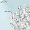 Laya 925 Sterling Silver Oregelbunden unik design Bladen Silverring för kvinnor Fashion Original Neutral smycken Trend 240103