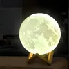 3D imprimer USB lampe de lune rechargeable 16 couleurs changables LED Night Moonlight Creative Touch Interrupteur lun Light for Home Decoration G305G