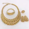 Dubai Gold Jewelry Sets For Women Fashion Italian Plated Necklaces Earrings Rings Wedding Party SYHOL 231221