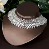 Hibride Elegantes Kubikzirkonia Choker Design 4PCS Halskette und Ohrring-Sets für Frauen Brautschmuck Set Nigeria Hochzeit N-45 231221