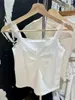 Tank da donna Brace da moda da donna 2023 Ladies Casual comodo con scollo a V Pure Cotton Knitting White Crop Tops for Tank