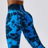 Calças ativas Tie-Dye Yoga Sports Leggings Mulheres exercitam fitness high way gym sem costura academia de trepagens de treino