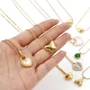 Pendant Necklaces 1 Piece Stainless Steel Gold Color Curb Link Chain Necklace Round Heart Pendants For Women Party Club Jewelry Gifts