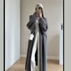 Kvinnors stickor fluffiga långa cardigan kvinnor elegant ärm päls lös kvinnlig stickad tröja rockar 2023 Autumn Winter Street maxi lady outwear