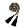 Belts 1 Pc Women's Solid Color Braided Tassel Belt 2023 Boho Girls Thin Waist Rope Knit For Dress Waistbands Accessories