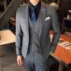Slim Fit Мужское 3 кусок свадебные костюмы набора мужчин Business Casual Blazer Blazers Куртка брюки Vates Groomsman Wear Tuxedo 231221