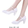 Dress Shoes High Quality Leather Shoe For Women 6cm Heel Platform Point Toe 32 33 42 43 Elegant And Fashion Black White Red Silver