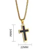 Pendant Necklaces Classic Cross Carbon Fiber Men's Necklace Stainless Steel Charm Chain Link 24Inch Religious Accessories335g