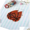 Dangle & Chandelier Handmade Teardrop Leather Earrings American Flag Football Softball Baseball Basketball Soccer Sports Dangle For D Dhoij