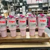 Allt i lager flamingo rosa med handtag och halmlock, 100% läcktät flaska för vatten, smoothie och modernare 1,8 pund släckare H2.0 Flowstate 40 oz tumbler - rosa parad