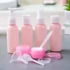 Speicherflaschen 9pcs nachfüllbare Flaschenset leerer Unterbrechung tragbarer PE-Schlauch-Reise-Lotion-Creme Shampoo Duschgel Hautpflege Probe