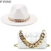 Hat For Women Autumn Winter Party Jazz Fedora Hats With Fashion Luxury Oversized Chain Accessory Bag Twopiece Set 231221