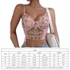 Tanques femininos Mulheres Sexy Crop Crop Top semi-Sheer Roupa Bandagem Baixa Suspender Speaghetti Strap Camiseta Túnica Feminina Bordado Mesh ROPA