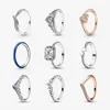 T GG 925 Sterling Silber Ringe für Frauen Original Tiara Herz Knochen Verlobung Rose Gold Hochzeit Stapelring Kristalle Schmuck