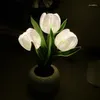 Night Lights Tulip Table Lamp LED Bedside Simulation Flower Bouquet Bedroom Romantic Atmosphere Birthday Gift Home Decor