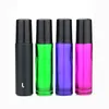 Green Amber Purple Red Black 10ml Thick Glass Roller Bottles with Metal Ball Screw Black Lids for 10ml Essential Oil Eye Massage 600Pcs Ikvp