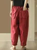 Pantalon féminin QPFJQD Pantalons printemps d'automne Vintage Vintage Loust ​​Casual Harem Tableau Femmes Coton Retro surdimension
