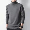 Herrtröjor High Turtleneck Knitwear Sweater Winter Mock Neck Sweatshirts Solid Color Pullover Top Warm Man Brand Casual Men Clothing A2