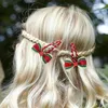 Feestdecoratie 30 stks kerst boog rood/groen satijnen lint bogen christma naaien vaartuig bowknot diy haarclips accessoires