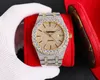 Top Luxury Men's Watch Gold en Silver Double Color Roestvrijstalen diamant-set hoesje automatische mechanische beweging boog buckle 42 mm ricro