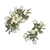 Decorative Flowers 2 Pieces Wedding Arch Green Leaves Handmade Floral Swag Wreath For Wall Party Welcome Sign Table Decor