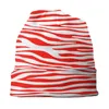 Boinas vermelhas e brancas listras de zebra tampas de pele animal de hip hop outono inverno rua rio beanies chapéu de gabinete masculino