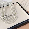 Łańcuchy Youngx 2024 Minimalistyczny długi sztuczny naszyjnik perłowy dla kobiet jesienne zimowe światło luksusowy obojczyk