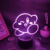 Gioco di luci notturne Kirbys 3D LED RGB Light Colorful Birthday Regalo per amici bambini Lampada Lava Lampada Sala da gioco DECORATIO244C
