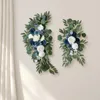 Dekorativa blommor 2st Haze Blue Forest Wedding Arch Decoration Corner Bakgrund Simulerade rekvisita