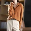 2023 Autumn Winter Women Cardigans Vintage Style Sweater Solid Loose Coat Lange Mouw Jacket Button Up Knitwear 231221