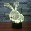 3D Cartoon Rabbit Night Light Touch Table Desk Optical Illusion Lamps 7 Color Changing Lights Home Decoration Xmas Birthday Gift316c