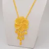 Ensemble de bijoux de mode Africain Dubai Gold Couleur Fleur Fleur Flore de collier à longue chaîne Ensembles d'oreilles pour femmes Cadeaux de fête de mariage 231221