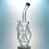 Inline perc Klein Recycler Hookahs Dab Rig 11 tum Glass Bong Clear Water Pipe Unique Beaker Bongs Vortex Oil Rigs With Bowl DGC1236 ZZ