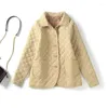 Kvinnorjackor 2024 Spring Autumn Coat Tops Thin Diamond Check Cotton Clip Jacket Short Korean Casual Female Outwea
